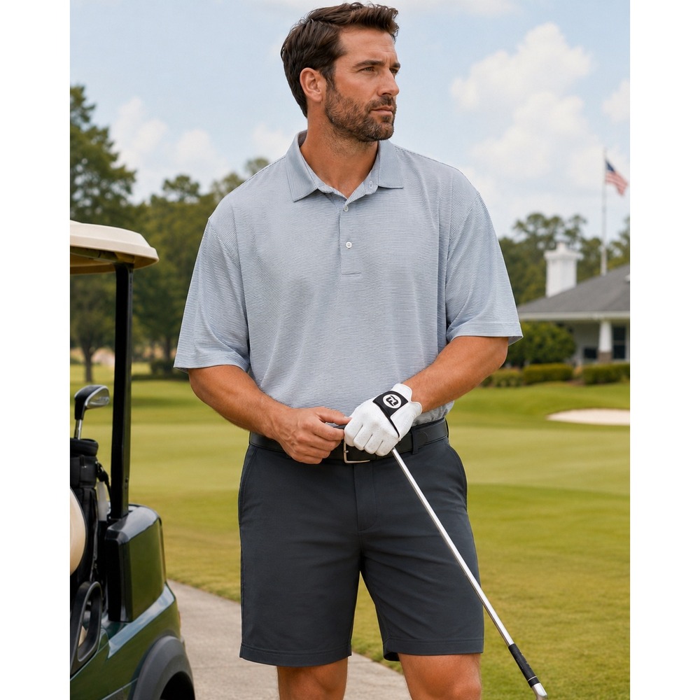 Peter Millar Summer Comfort White Black Striped Short Sleeve Golf Polo Shirt XL - Picture 1 of 14